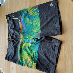 🩳 New! Ocean Current 10" Board Shorts. Tropical. New With Tags! Size 36